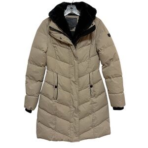 NOIZE Larisa 2 In 1 Quilted Beige Parka Winter Coat Sz XS